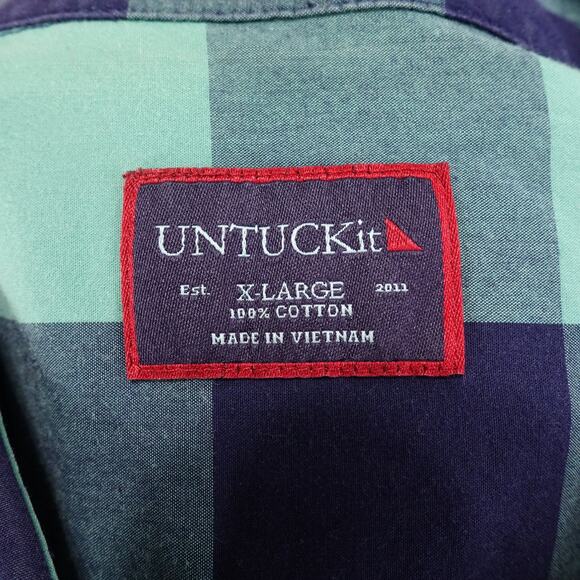 UNTUCKit GREEN CHECK BUTTON DOWN SHIRT MENS SIZE XL - Picture 6 of 6